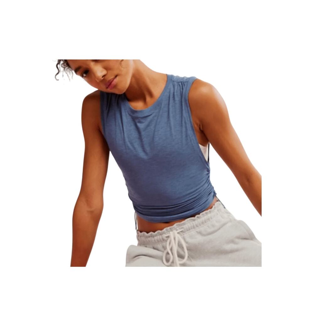 Free People Movement Sport Mode Muscle Tank Large Blue NWT Athleisure Oversized - Picture 15 of 16